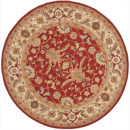 Safavieh 5 ft. 6 in. x 5 ft. 6 in. Round Traditional Chelsea Red and Ivory Hand Hooked Rug HK751A-5R